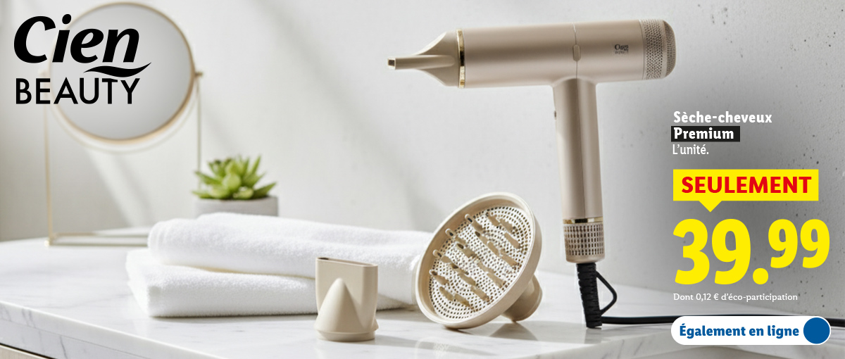 Sèche-cheveux avec moteur sans balais Premium à 39,99 € en ligne et en supermarché