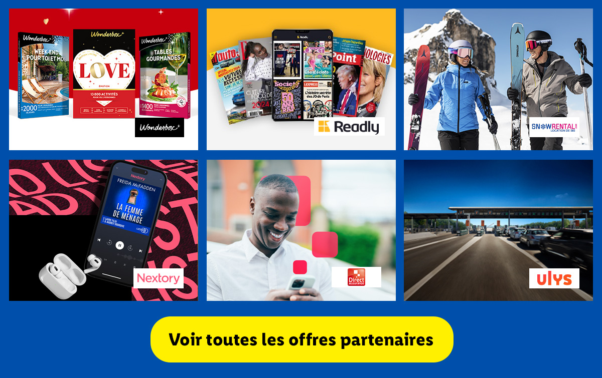 Offres partenaires disponibles avec Lidl Plus