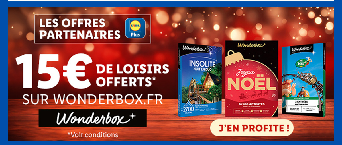 15 € de loisirs offerts sur Wonderbox* ! 