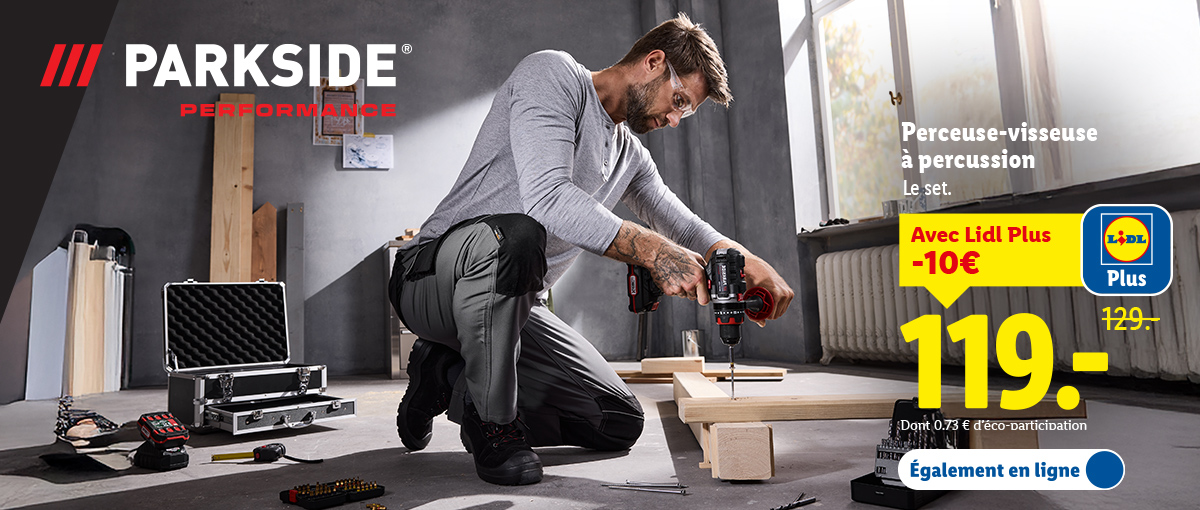 Perceuse-visseuse à percussion à 119€ avec votre coupon Lidl Plus