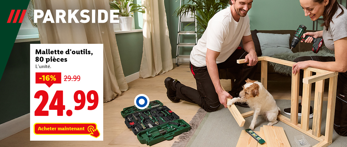 Mallette d'outils, 80 pièces disponible sur Lidl.fr
