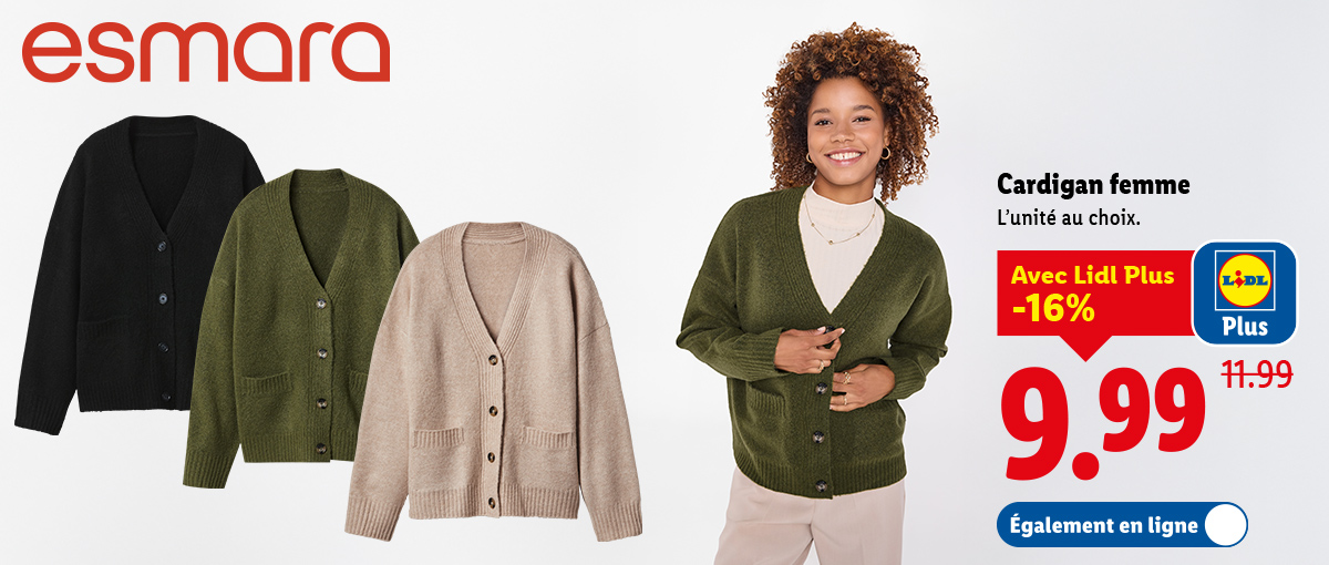 Cardigan à 9.99€ avec Lidl Plus